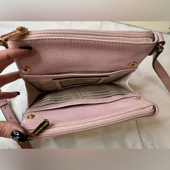 NWOT Michael Kors Double Zip Pink Leather Crossbody - Picture 8 of 17